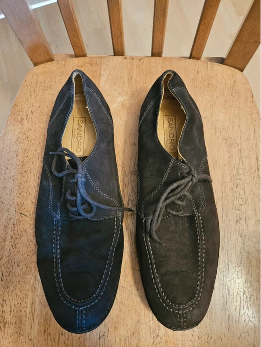 Sandro Men's Black Nubuck Leather Oxford Shoes Comfort Soft Gel Brazil 10.5D